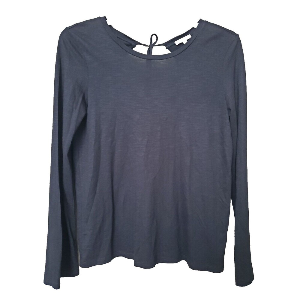 Lilla P Black Cotton/Modal Tie-Back Long Sleeve T-Shirt Size Medium